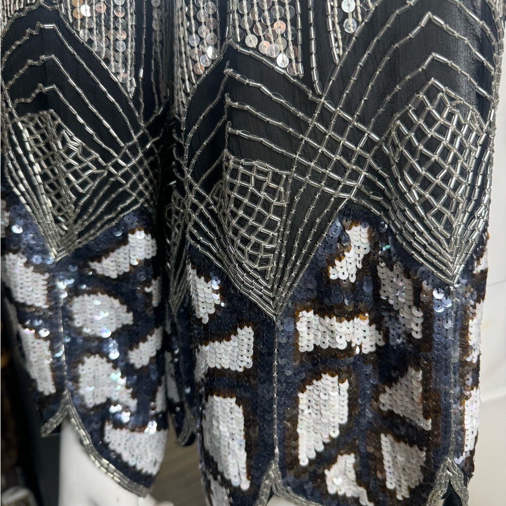 Judith Ann Creations 100% Pure Silk Sequin Beaded Blazer Medium Vintage - Picture 3 of 9